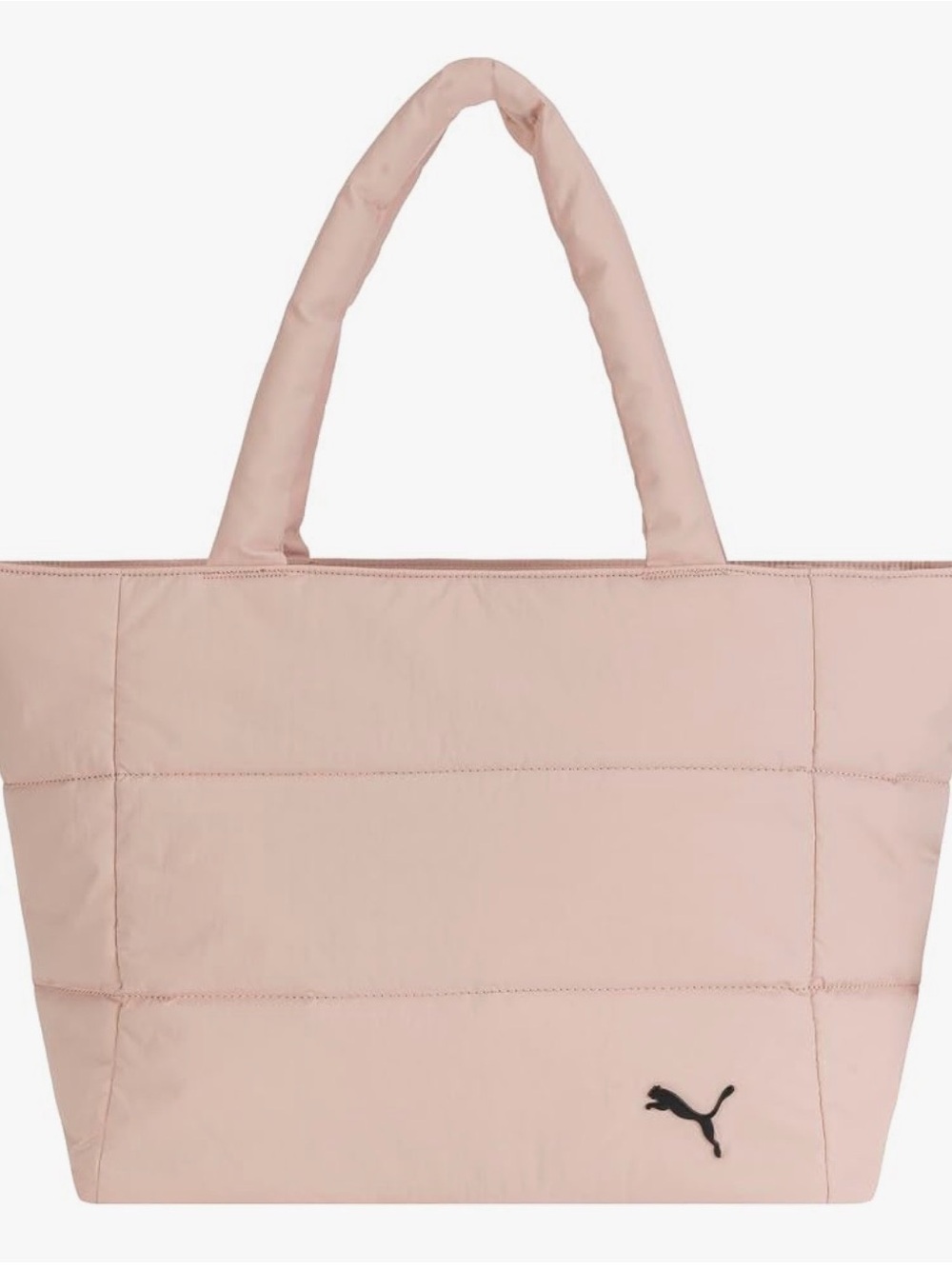 PUMA Quilted Soft Padded Nylon Tote in Rose Quartz w/ Black Logo padded straps